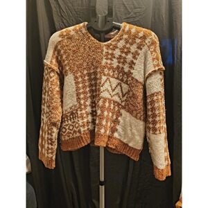Orange Yellow And White Patter Super Soft Sweater Large 14 Say What?